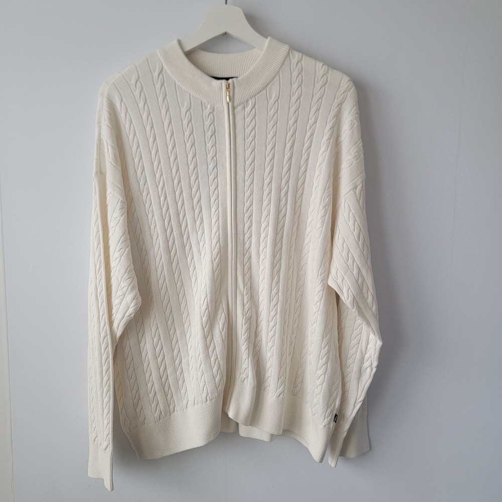 Nautica women's Cable Knit full zip cardigan sz XL Quiet Luxury Old Money Preppy